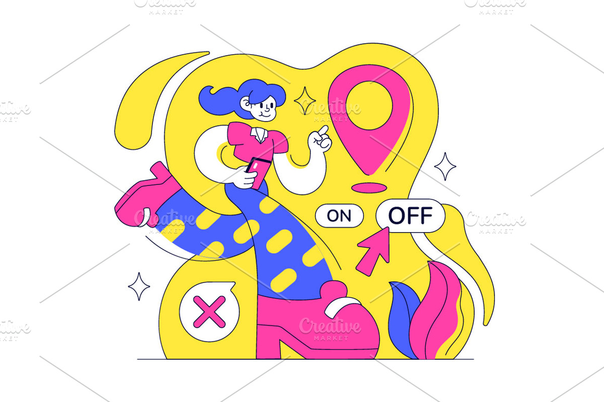 4 Location Permission Illustration, a Person Illustration by denayunebgt (Photo 3 of 4)
