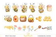 Cute Little Bees Watercolor Clipart, an Illustration by MockupWizard (Thumbnail 2 of 4)