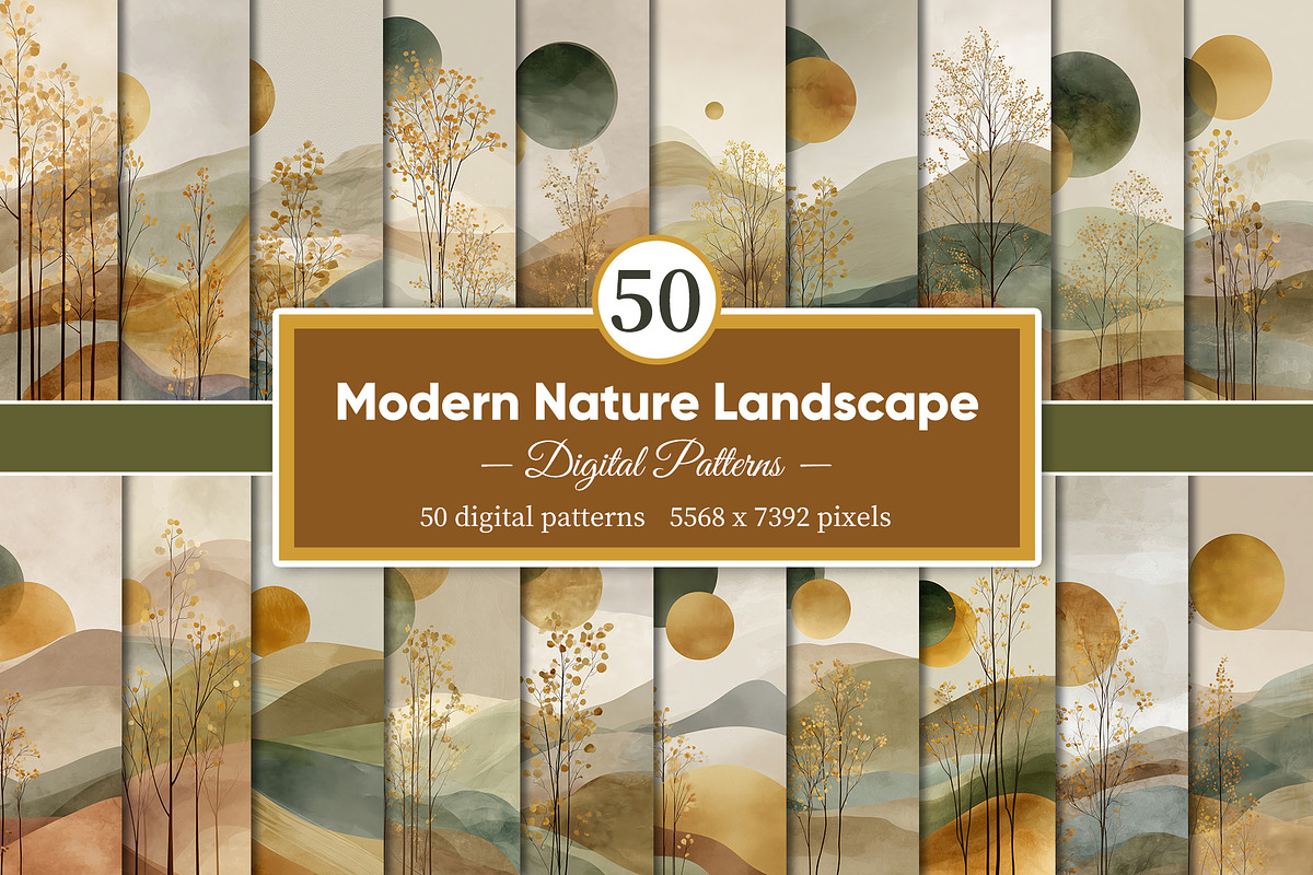Modern Nature Landscape Illustration, a Decorative Illustration by Housui Patterns (Photo 1 of 12)