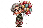 Whimsical Old Lady Birthday Clipart, an Illustration by Craft Nest (Thumbnail 6 of 11)