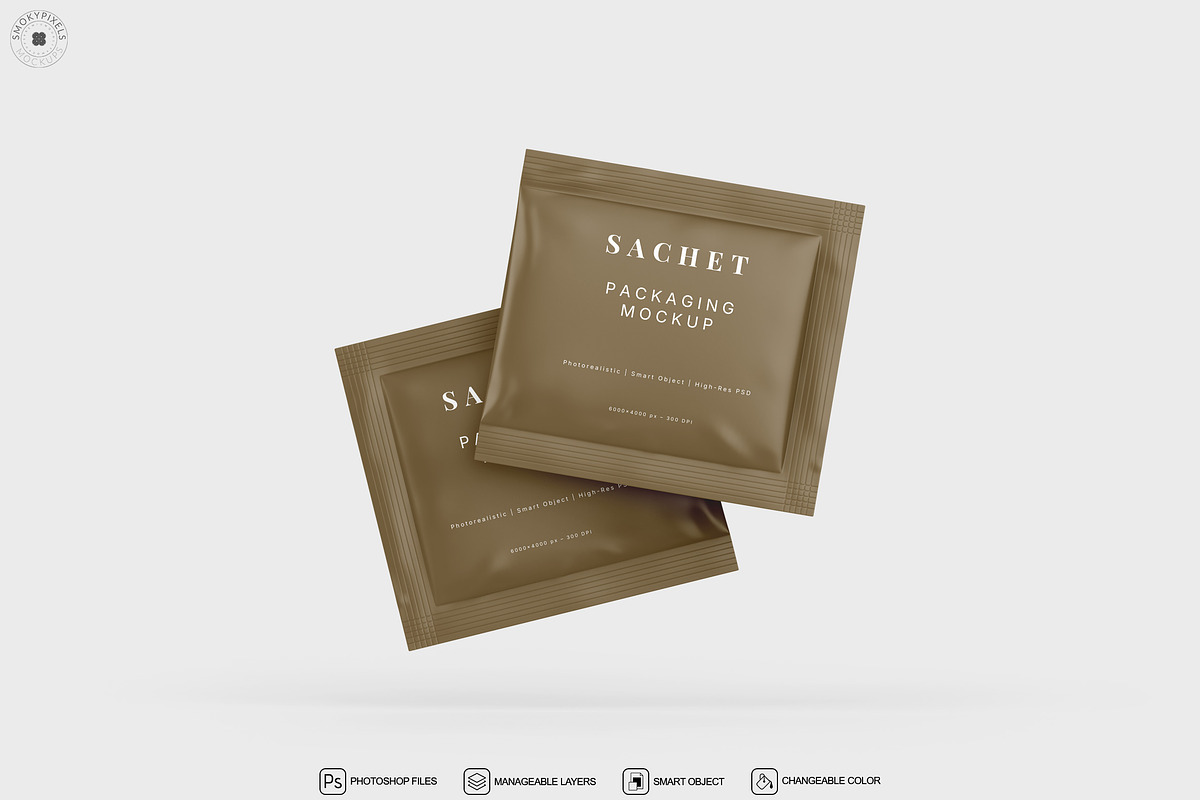 Sachet Mockups, a Packaging Mockup by SmokyPixels (Photo 3 of 6)