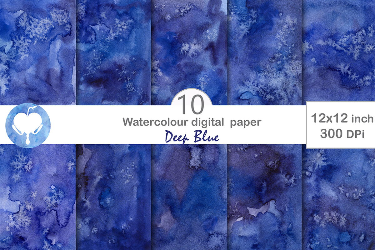 Watercolor Digital Paper Deep Blue, a Texture Graphic by AqwaColor (Photo 1 of 3)
