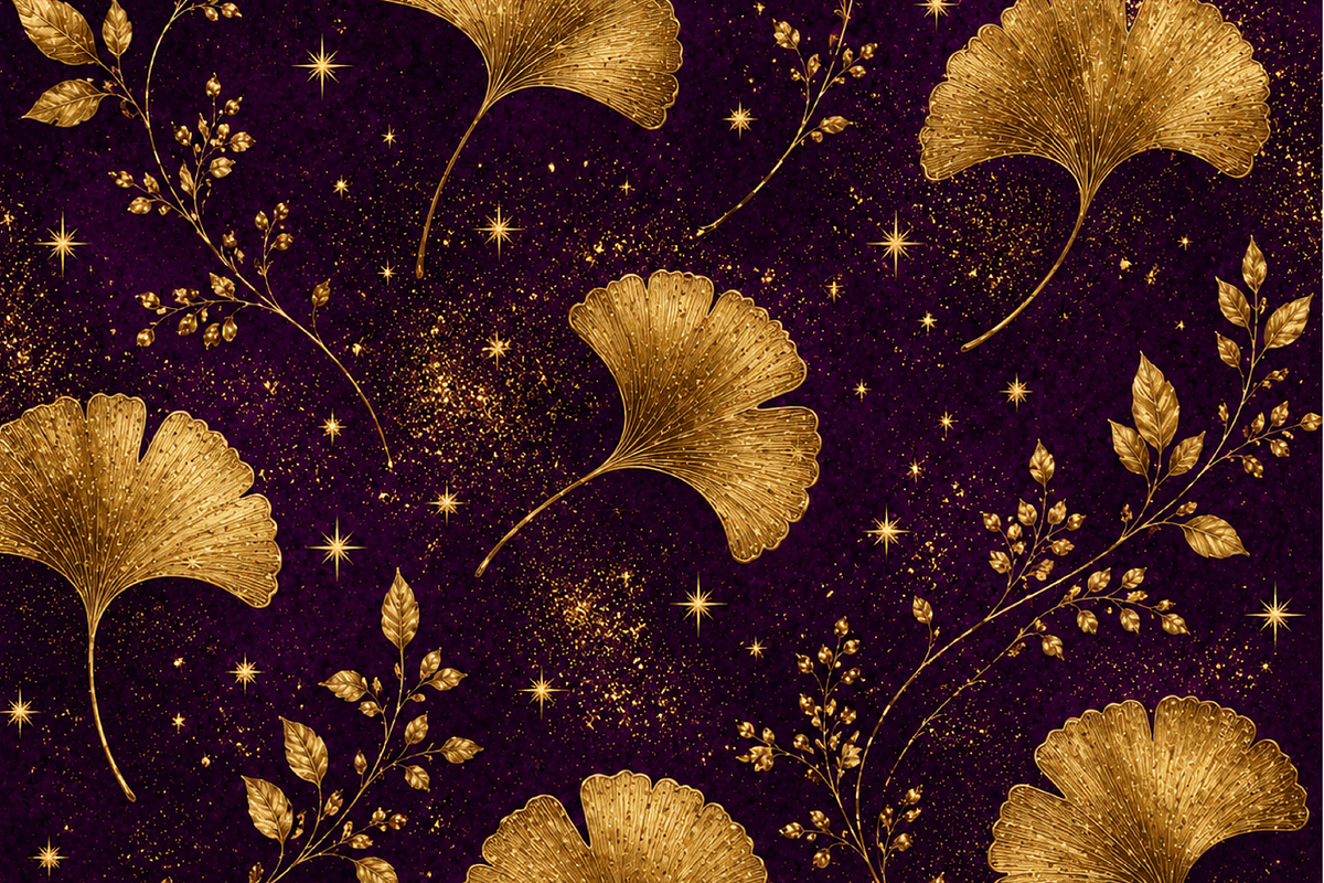 Halloween Gold Ginkgo Digital Paper, a Texture Illustration by Printable Design Store (Photo 2 of 4)