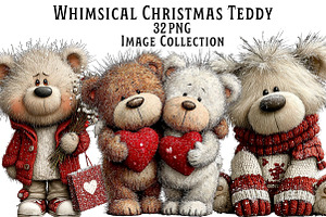Whimsical Christmas Teddy Bear, an Illustration by Dream Creation