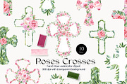 Watercolor Floral Easter Crosses, an Object Graphic by Elena Dorosh (Thumbnail 1 of 5)
