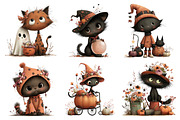 Whimsical Halloween Cat Clipart, a Seasonal Illustration by Daily.Designs (Thumbnail 4 of 4)