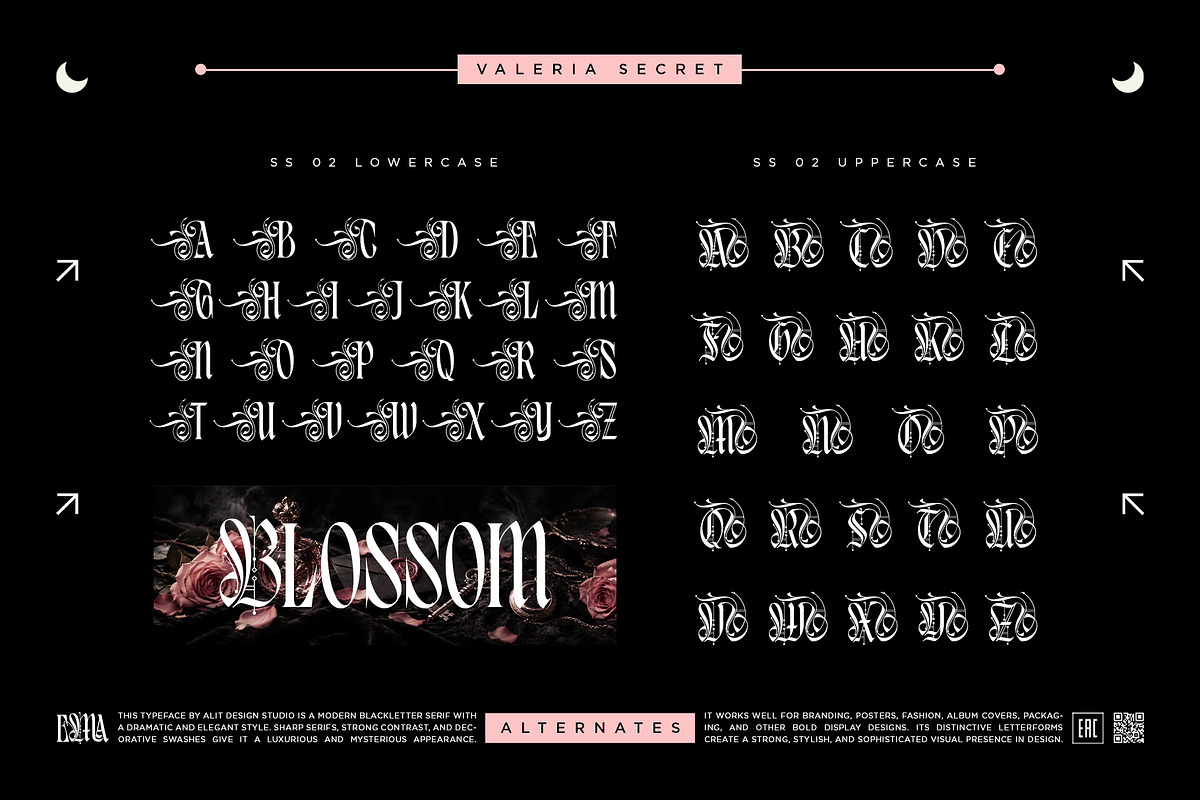 Valeria Secret Typeface, a Blackletter Font by alit design (Photo 6 of 17)
