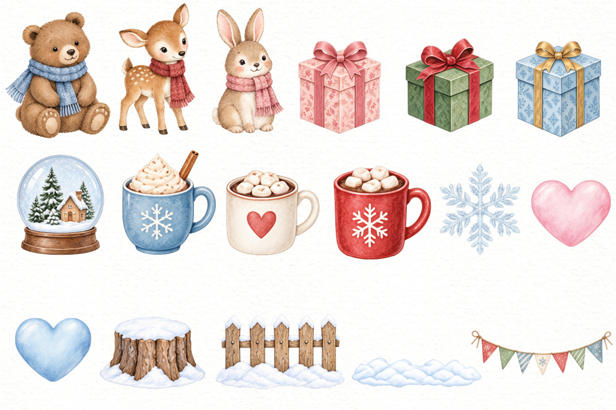 Cozy Snowman Clipart Bundle, a Seasonal Illustration by Villa 11 Estudio (Photo 4 of 8)