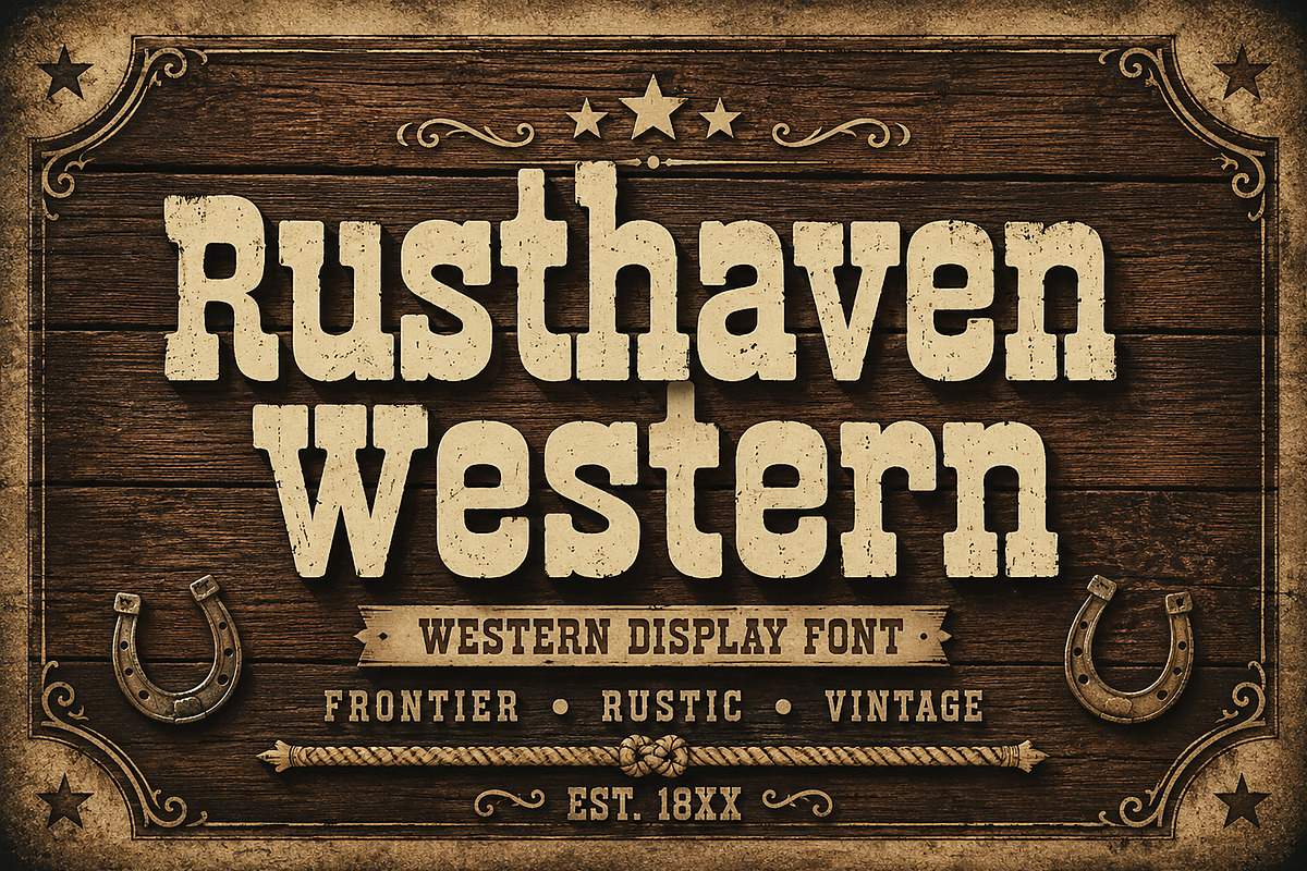 Rusthaven Western - Slab Serif Font, a Sans Serif Font by Wow Magic (Photo 1 of 4)