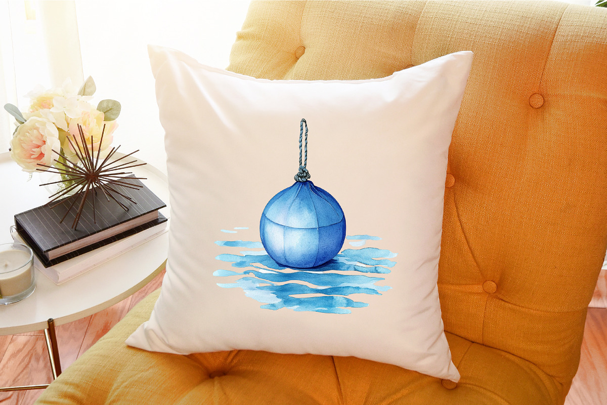 Watercolor Blue Nautical Clipart Bun, an Illustration by Sublimation Artist (Photo 6 of 6)