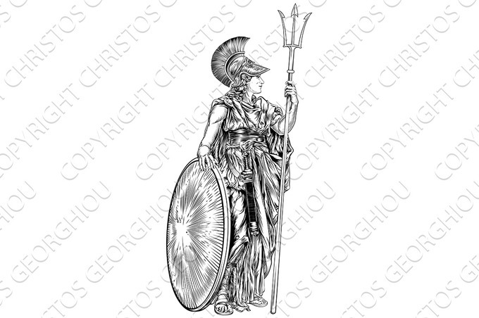 Athena Greek Goddess, an Illustration by Christos Georghiou