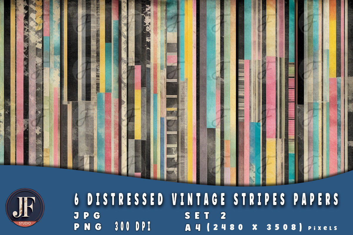 Distressed Vintage Stripes Papers 2, a Background Graphic by Joaquin Fernandez Studio (Photo 2 of 4)