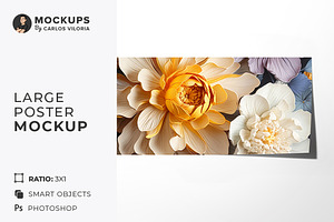 Front Poster Mockup Glossy Ratio 3x1