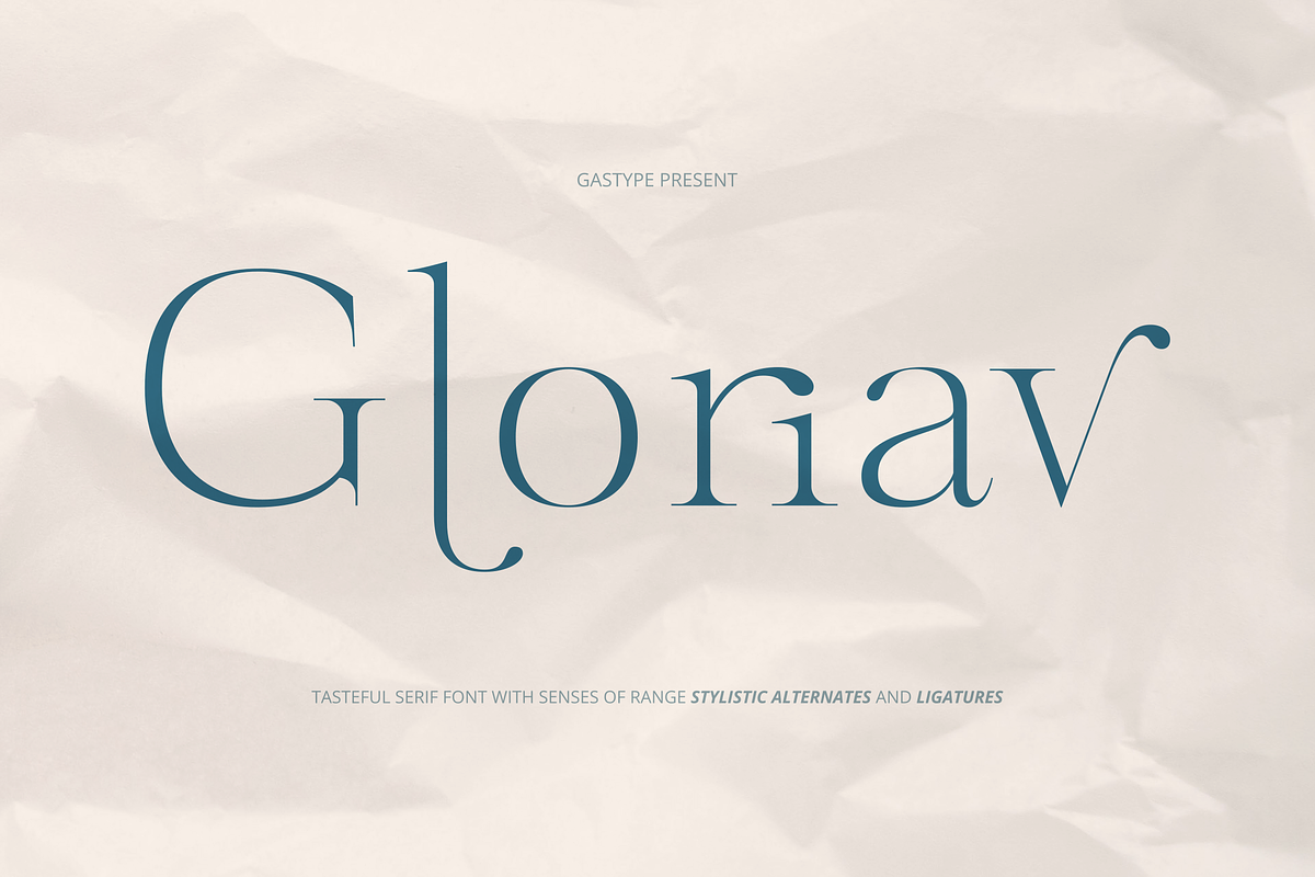 Gloriav, a Serif Font by Glyphofik x GudPap (Photo 1 of 9)