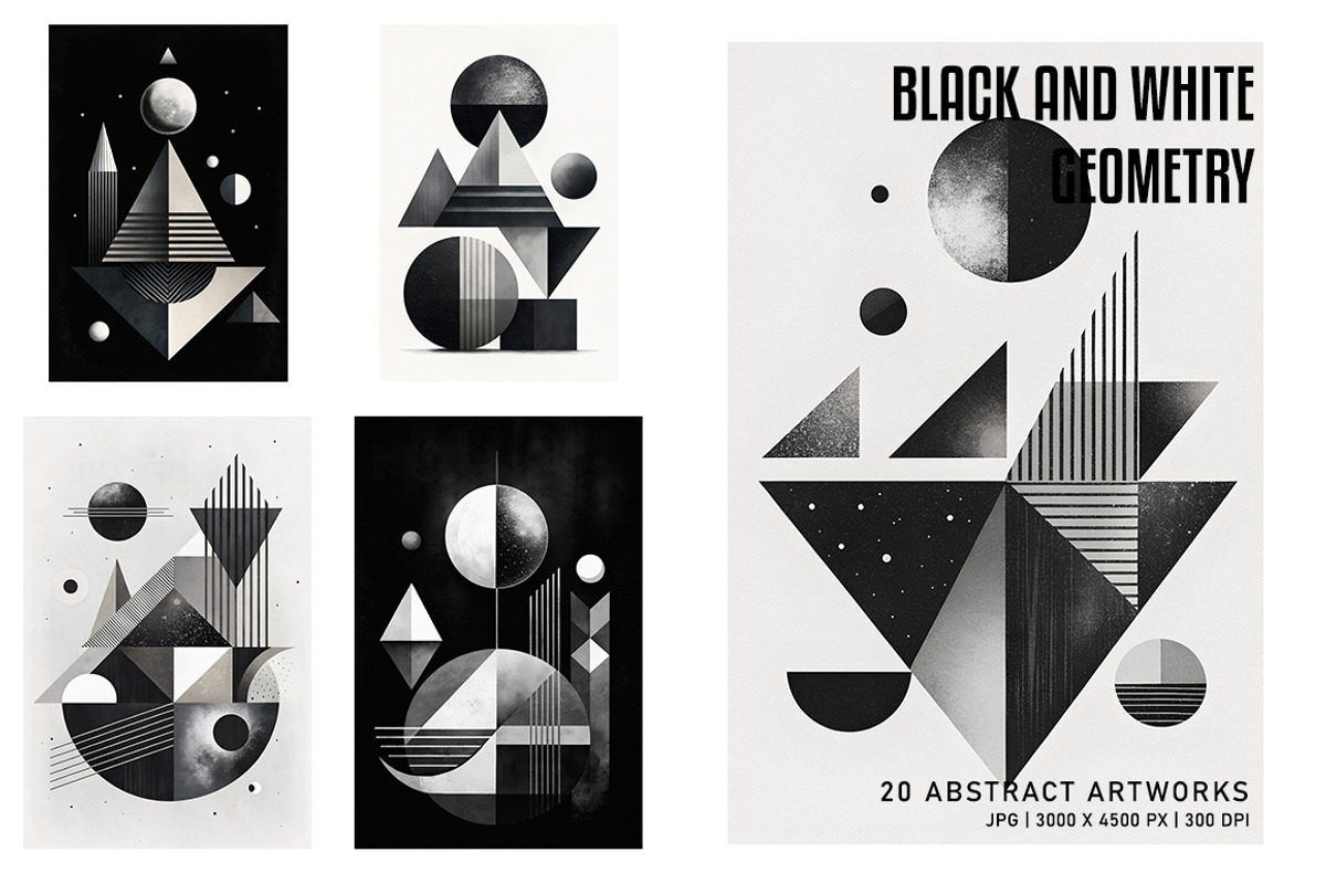 Black and White Geometry, a Decorative Illustration by Digital Art Creations (Photo 4 of 7)