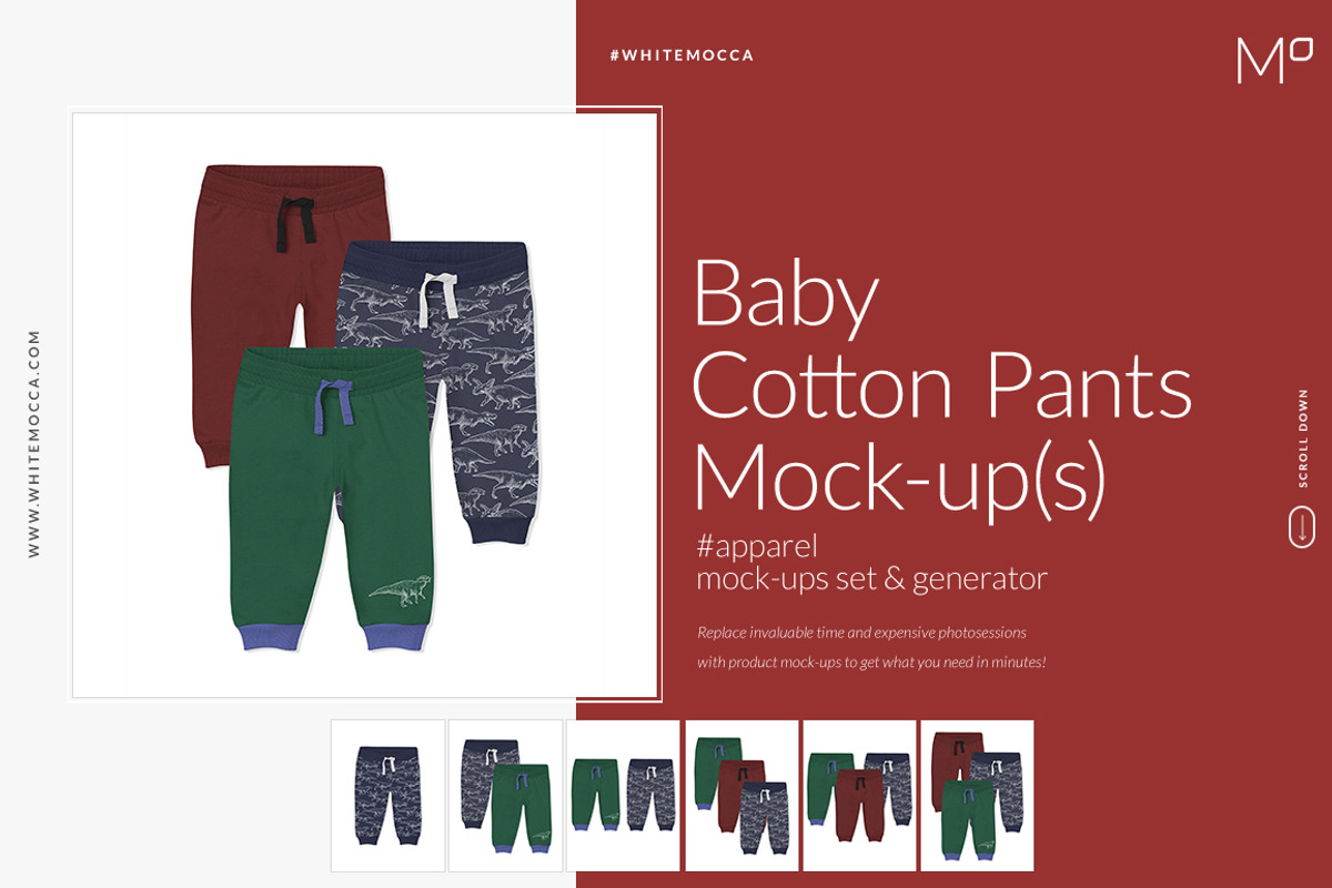 Baby Cotton Pants Mock-ups Set, a Bottom Mockup by Mocca Mockups Store (Photo 3 of 22)