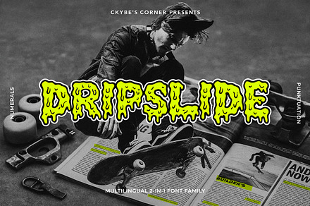 DRIPSLIDE | Skate-Punk Font Duo, a Sans Serif Font by Ckybe's Corner