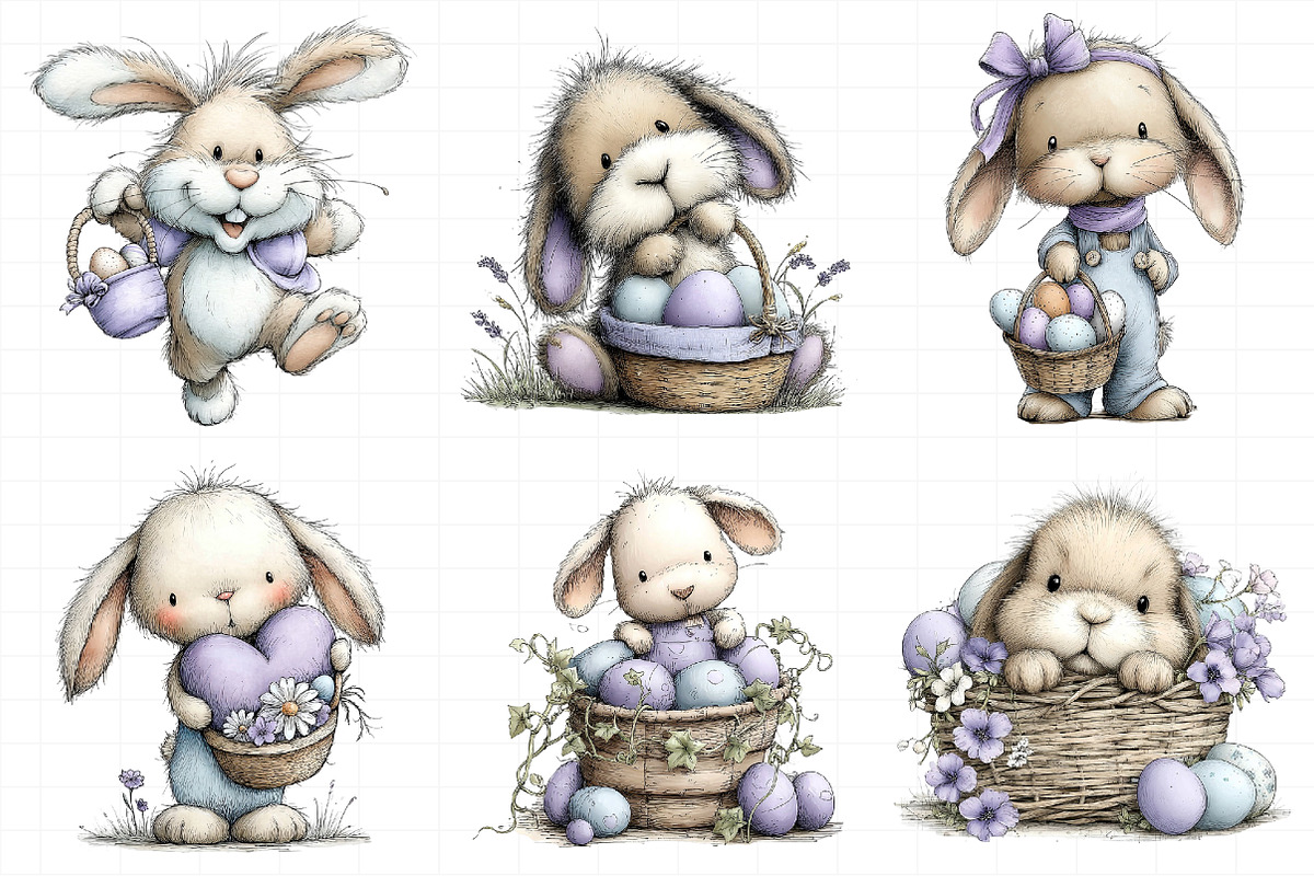 Whimsical Rabbit Clipart with Eggs B, an Illustration by Daily.Designs (Photo 5 of 8)