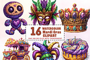 Mardi Gras Sublimation Clipart, an Illustration by Watercolor design (Thumbnail 1 of 4)