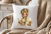 Whimsical Summer Coffee Girl Clipart, a Seasonal Illustration by OK Design (Thumbnail 4 of 6)