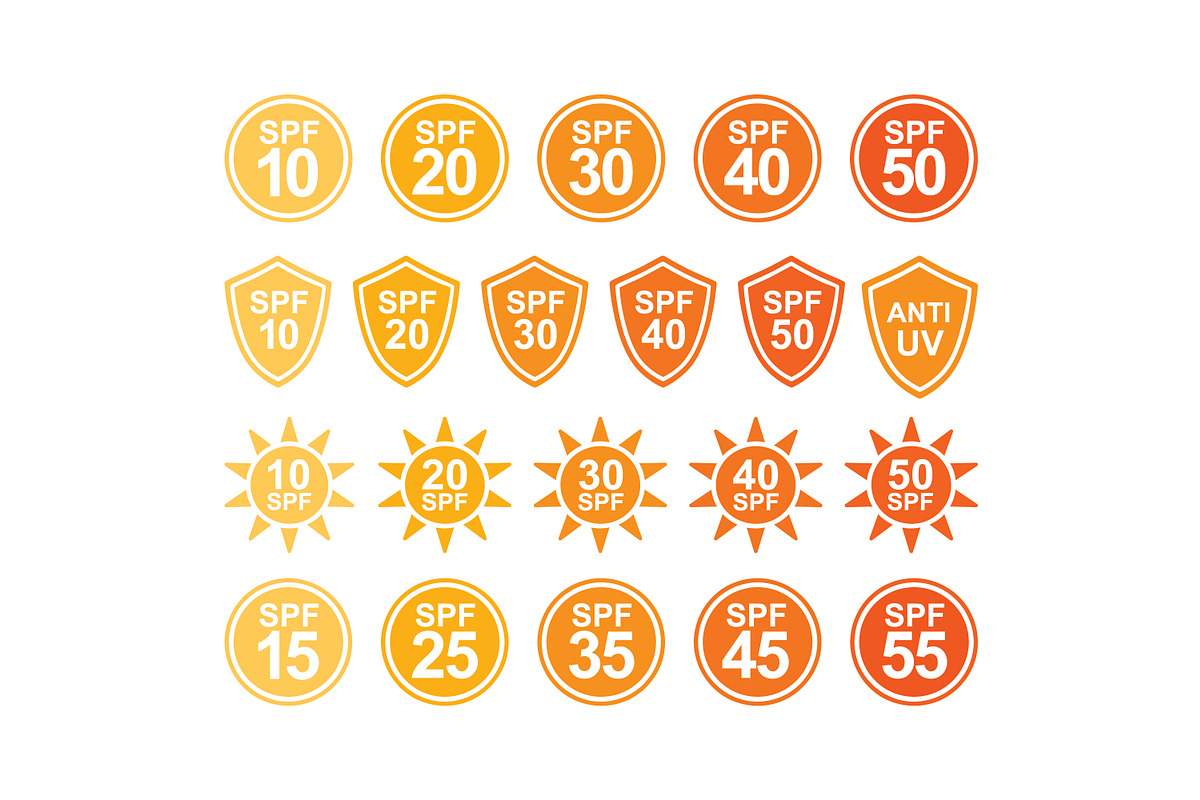 Sun protection (UV, SPF) icons set, an Outline Icon by Good Studio (Photo 2 of 3)