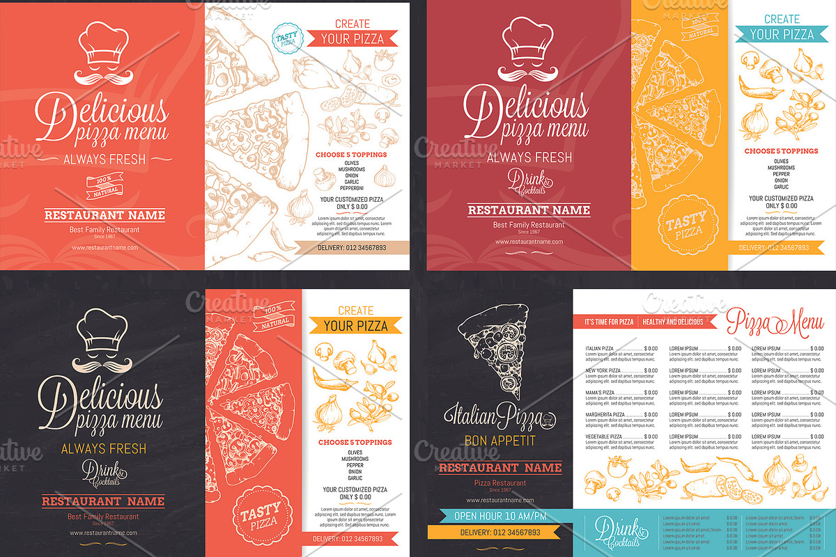 Pizzeria or Restaurant Menu Template, a Brochure Template by Pingebat (Photo 3 of 6)