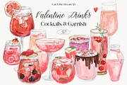 Valentine Drinks Cocktails & Garnish, a Food Illustration by Catch the Dream Art (Thumbnail 1 of 8)