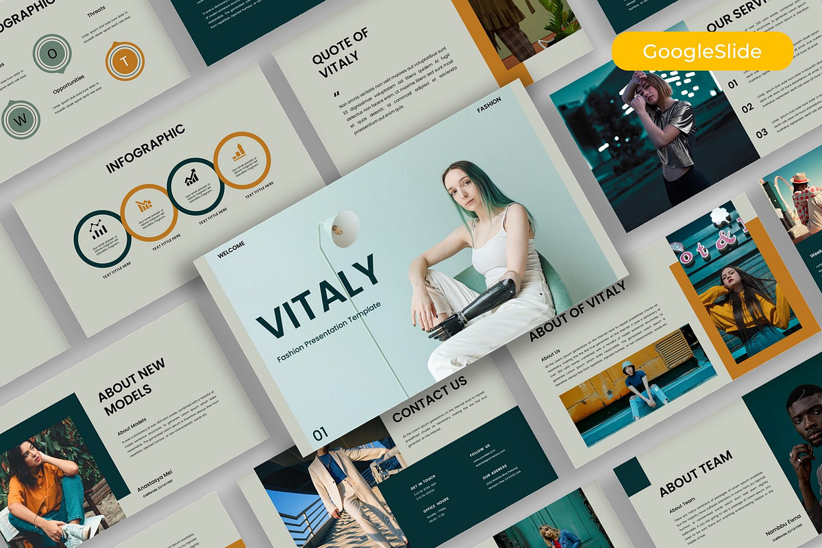 Vitaly – Fashion Google Slide, a Presentation Template by kreatifreya (Photo 1 of 5)