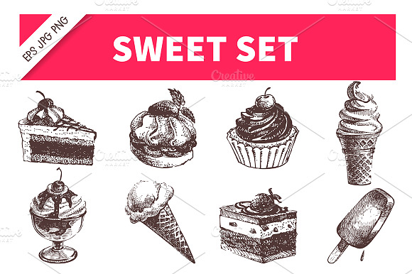Hand Drawn Sweet Icon Set