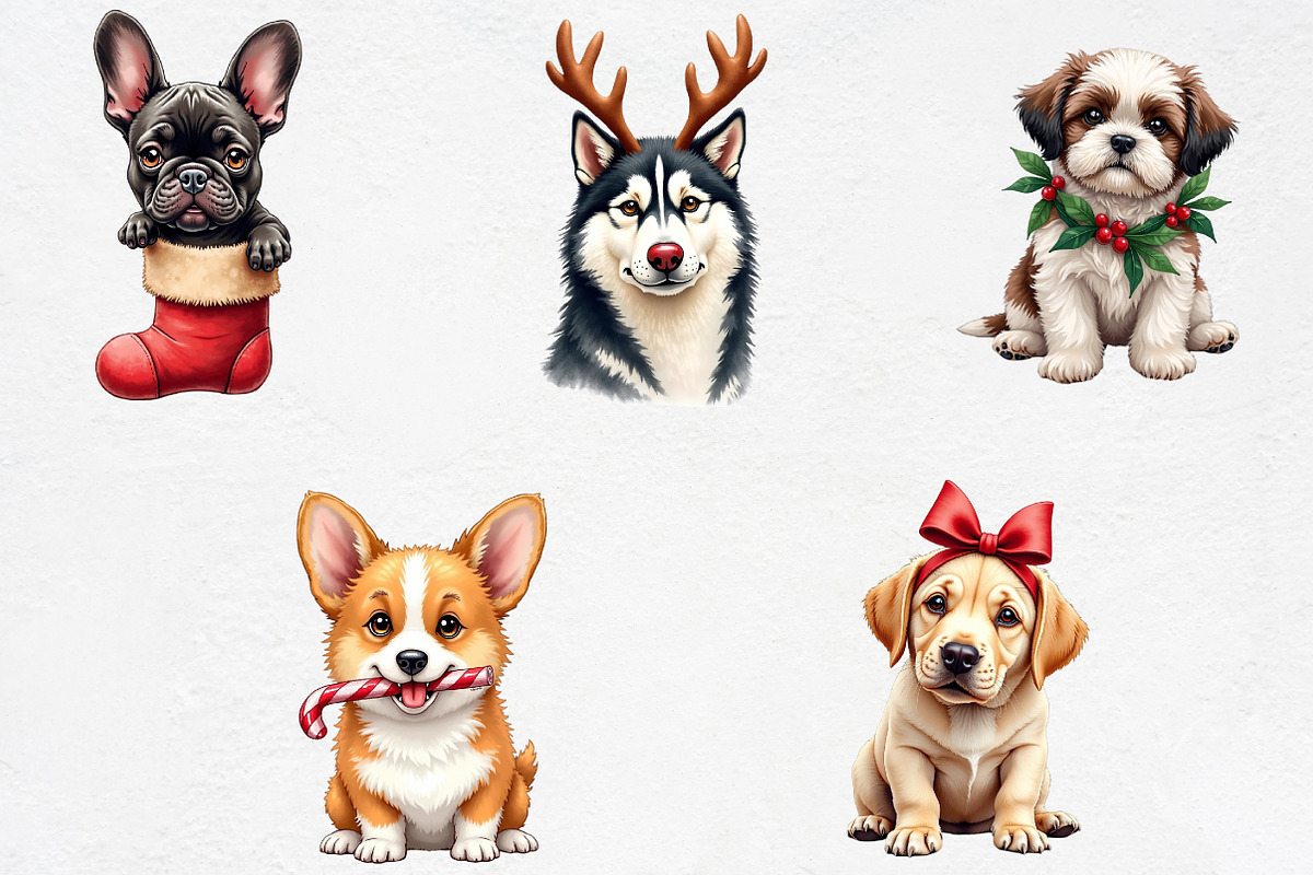Christmas Dog Sublimation Clipart Bu, an Illustration by CrexoraLab (Photo 3 of 5)