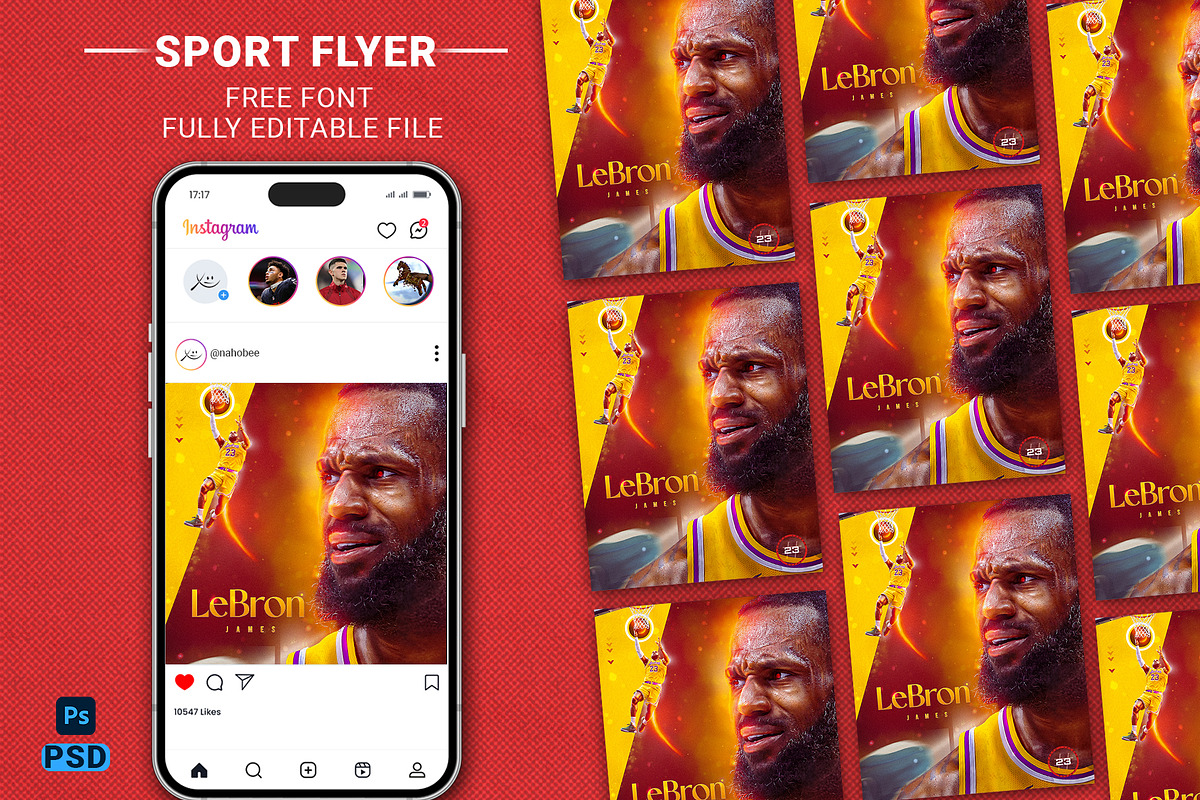 Lebron James Sports Flyer Template, a Templates & Theme by NahomKetema