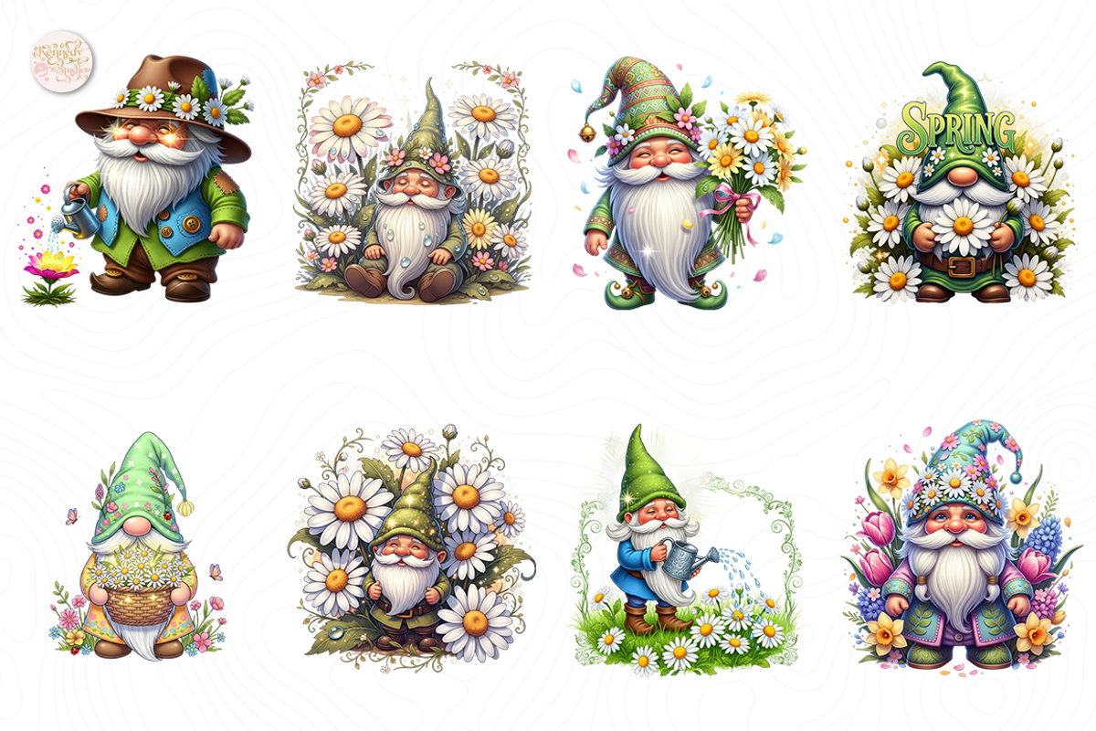 Spring Gnome and Daisy PNG Clipart., a Person Illustration by KennedyStudio (Photo 2 of 5)
