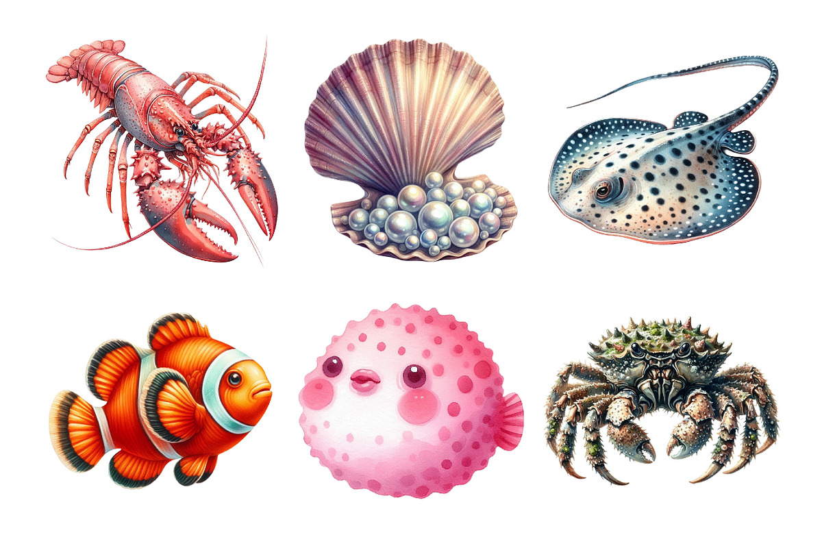 Ocean-Themed Animals Clipart Bundle, an Illustration by Daily.Designs (Photo 3 of 5)
