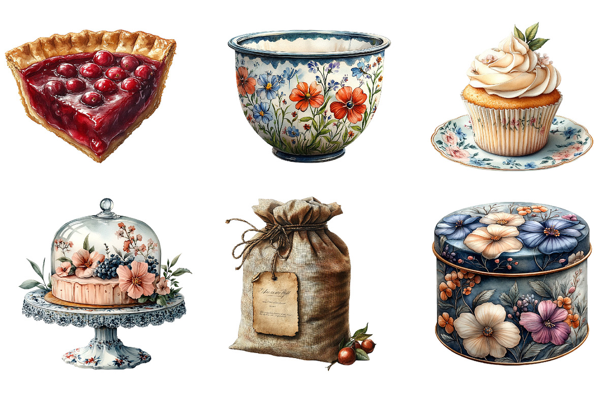 Vintage Baking Sublimation Clipart, an Illustration by SinaCreation (Photo 2 of 5)
