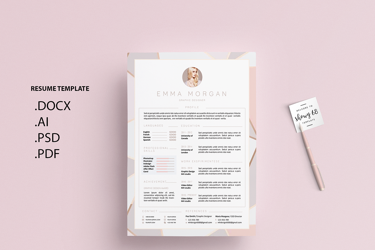 Pack Resume and Card Template / M, a Resume Template by Showy68 Template (Photo 3 of 8)