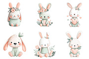 Watercolor Easter Bunny Clipart, an Illustration by Designking (Thumbnail 2 of 5)