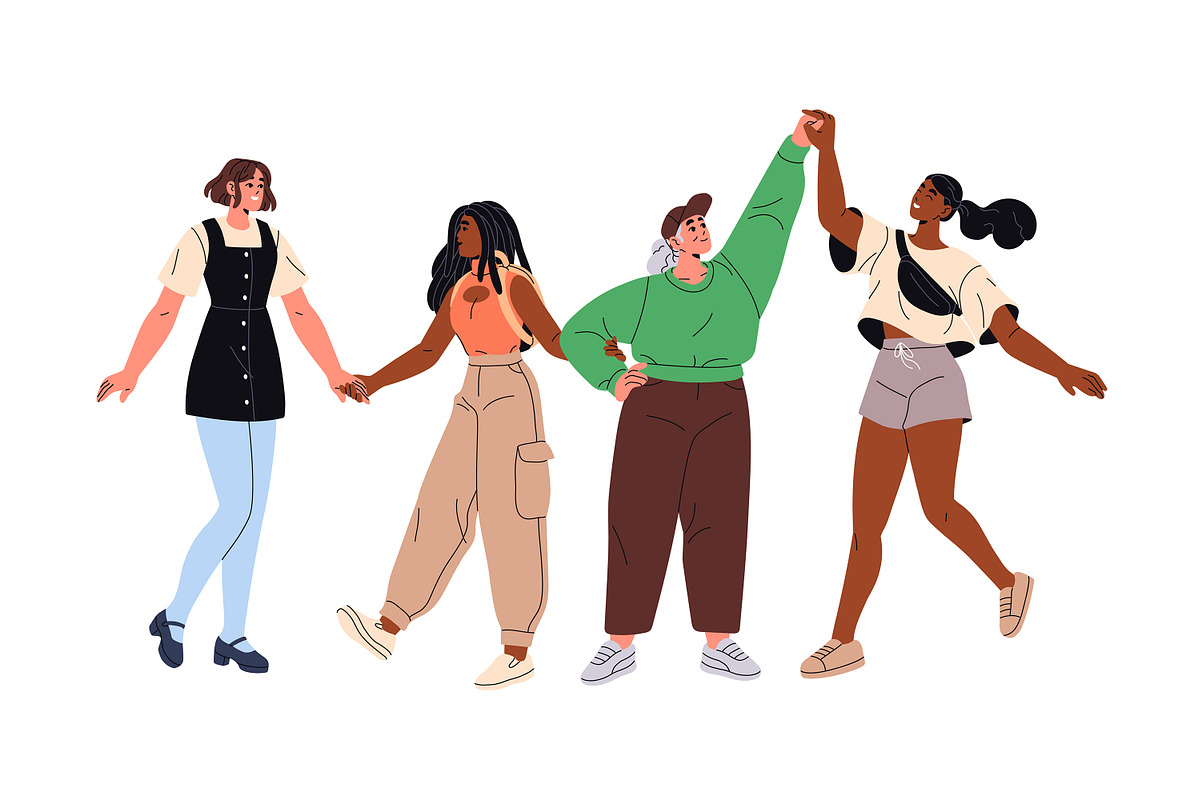 Diverse happy women group, a Person Illustration by PaperTrident (Photo 2 of 5)
