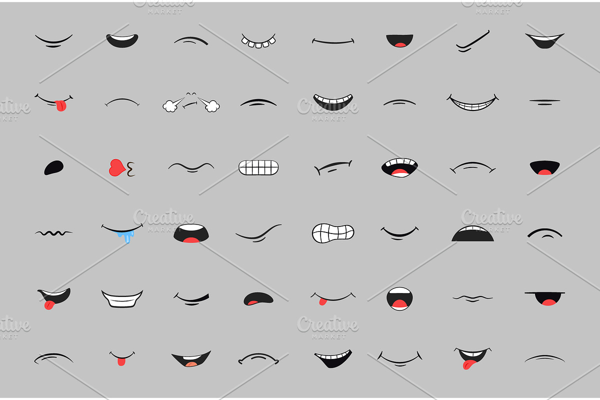 Cartoon mouth expressions, an Illustration by Yayasya