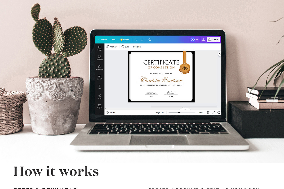 Certificate of Completion CANVA C003, a Marketing Template by Draca Design Co (Photo 4 of 4)