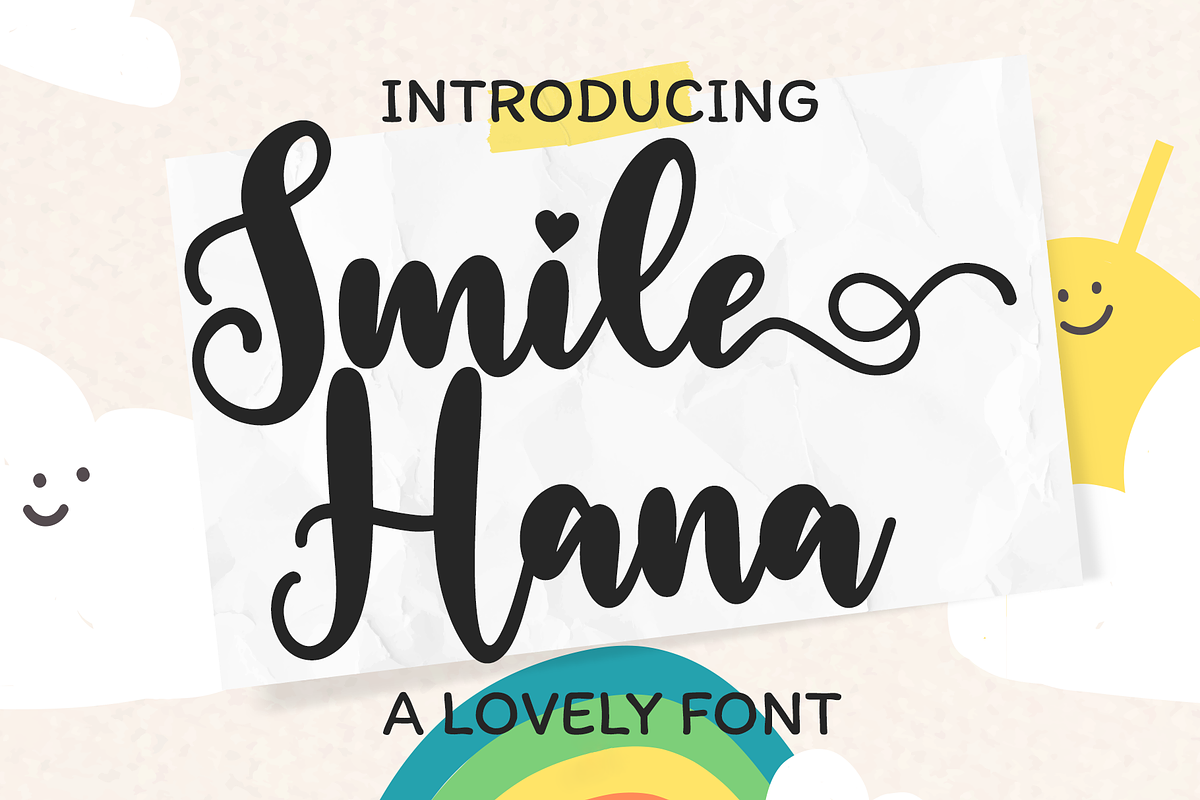 Smile Hana | Calligraphy Font, a Script Font by BearyType Studio (Photo 1 of 9)
