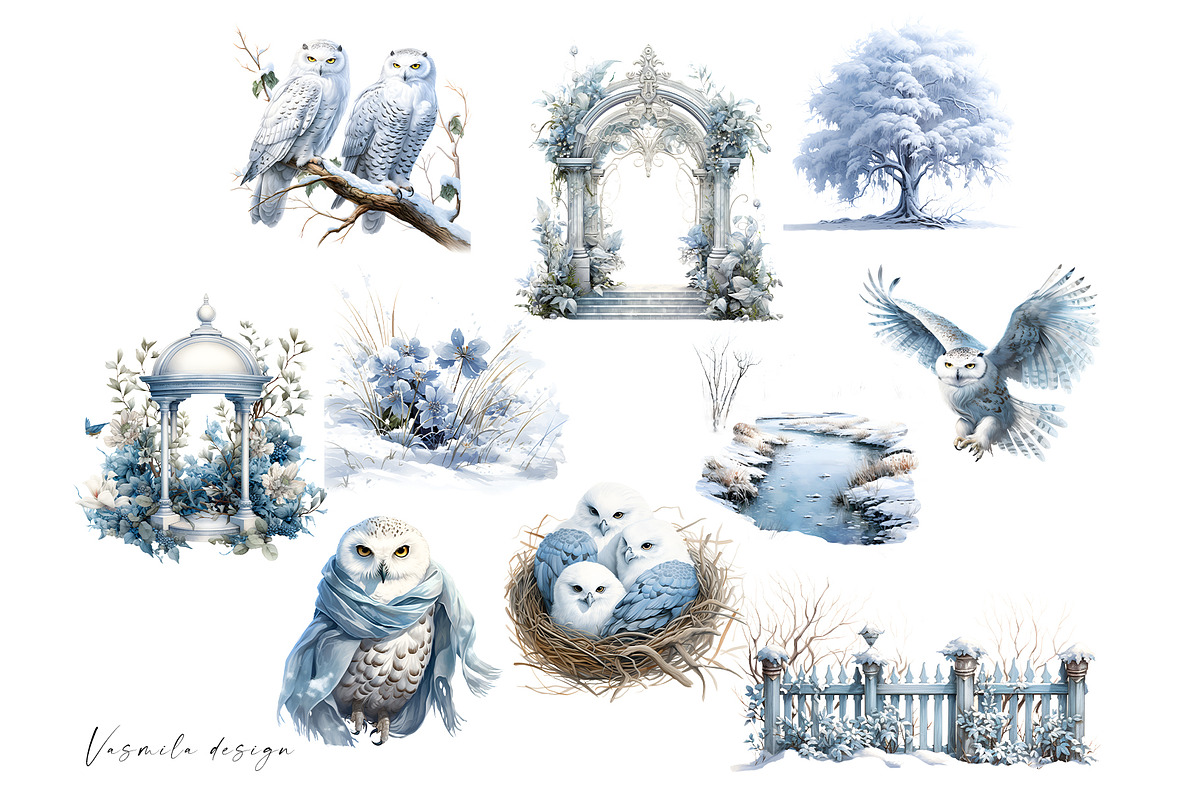 Winter Owl Garden, a Decorative Illustration by Vasmila (Photo 5 of 9)