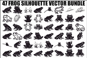 Frog Silhouette Vector Bundle, an Illustration by jahid234 (Thumbnail 1 of 46)