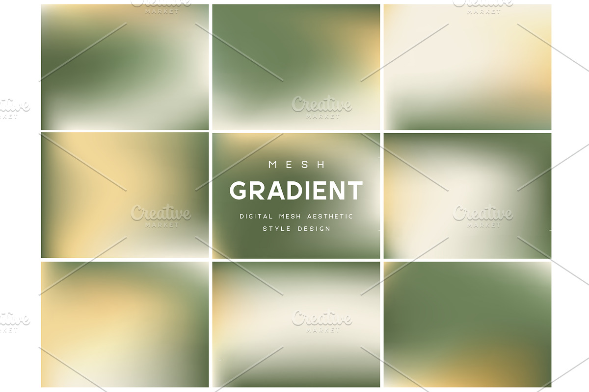 Muted olive and sand mesh gradients., an Illustration by Liudmyla Matviiets