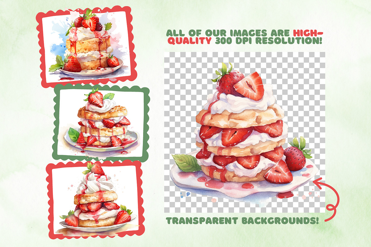 Strawberry Shortcakes Clip Art, a Food Illustration by Whimsy & Wishes (Photo 2 of 4)