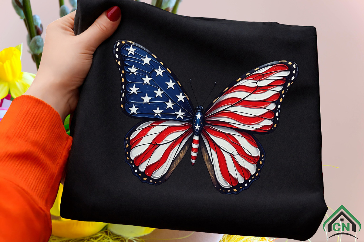 Brushstroke Patriotic Butterfly Png, an Illustration by Craft Nest (Photo 5 of 6)