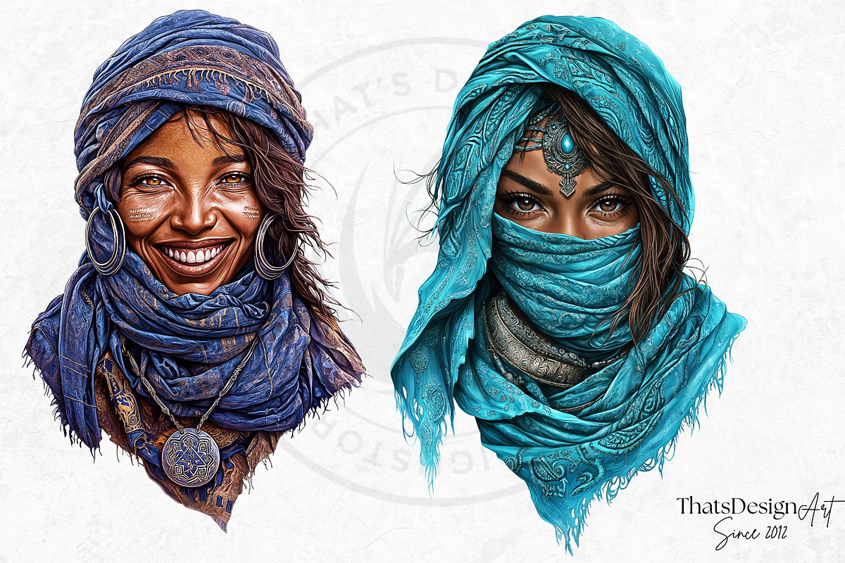Berber Tuareg Woman clipart Set, a Person Illustration by ThatsDesignArt (Photo 10 of 10)