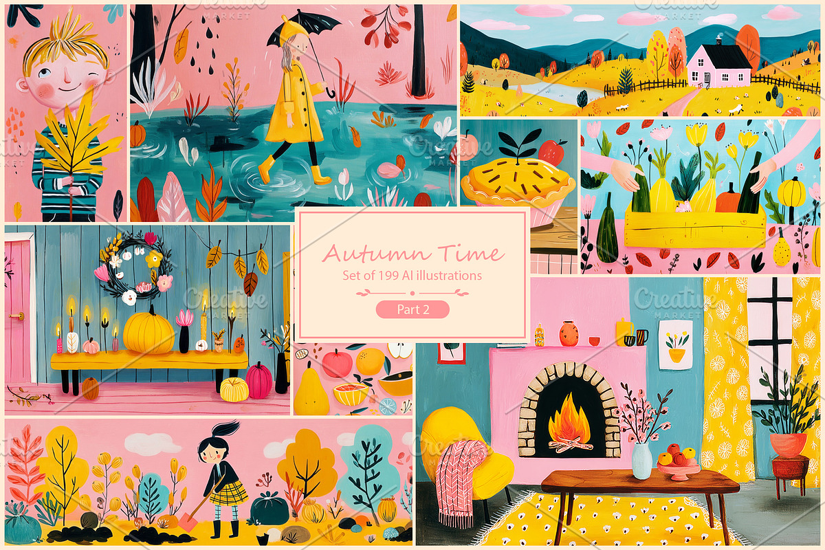 Autumn Time 1 - 199 AI illustrations, a Seasonal Illustration by Pundateam (Photo 1 of 7)