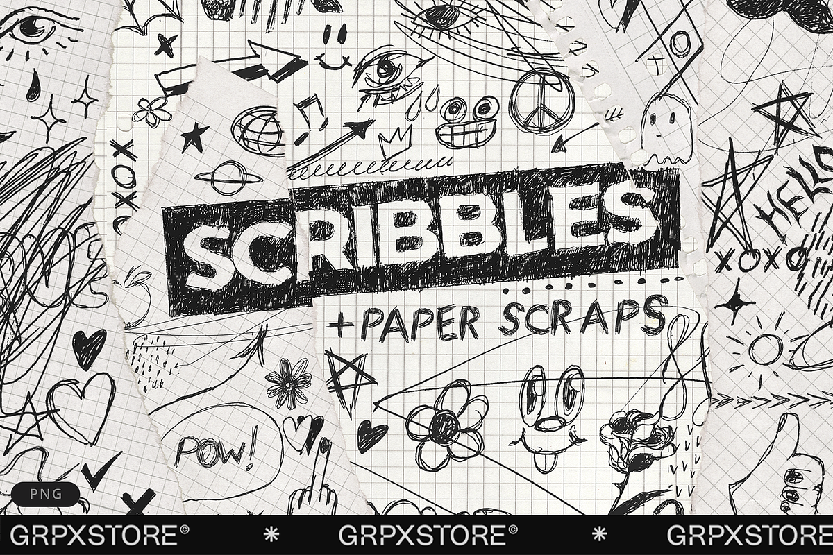 Vector Scribbles and Paper Scraps, a Texture Illustration by GRPXSTORE (Photo 1 of 13)