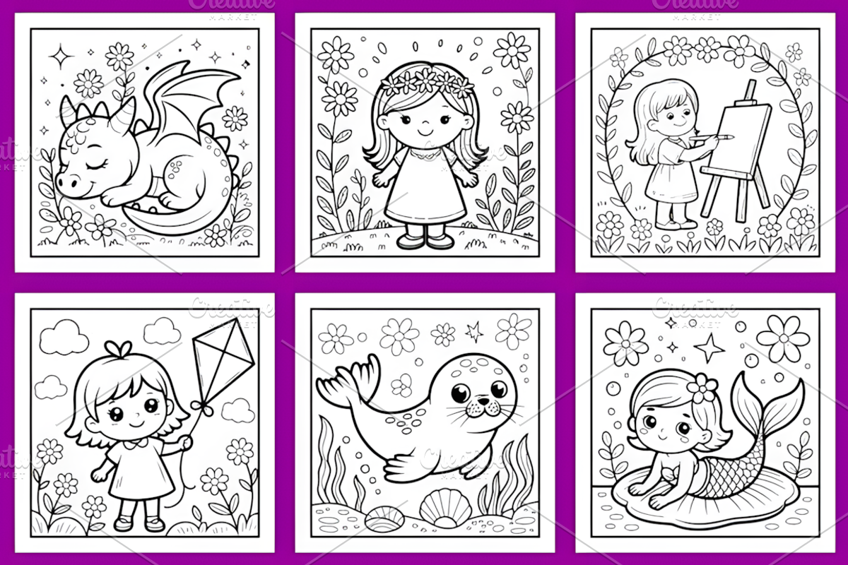 Floral Doodle Spring Coloring Pages, a Decorative Illustration by Coco Bloom (Photo 2 of 5)