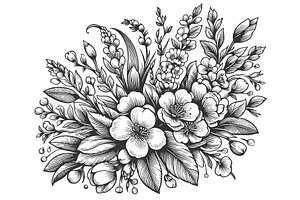 Floral Engraving Engraving Vector